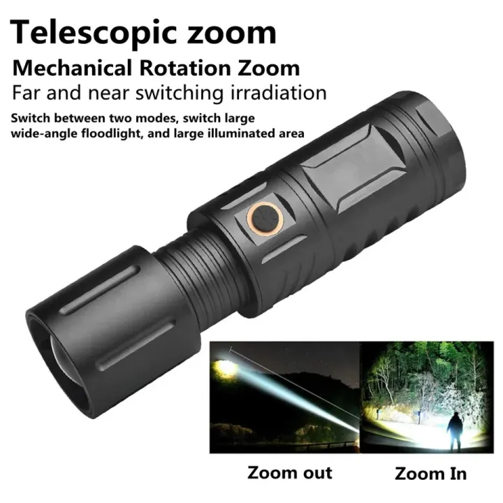 Strong Light Lamp T40 LED Flashlight USB Rechargeable Ultra-Bright Torch High Power Lantern Built-in Lithium Batteries