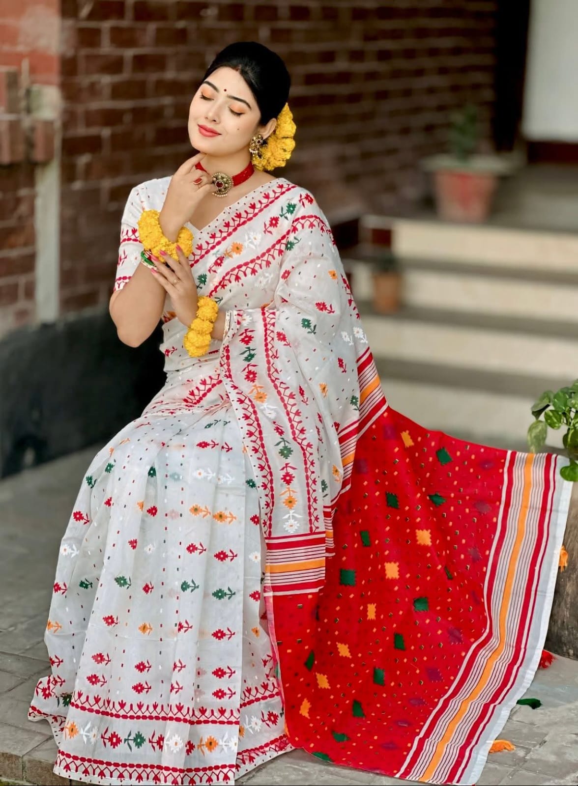 Boisakhi collection  Half Silk block Print Saree